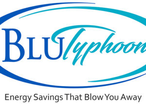 blu typhoon logo designed by john taylor